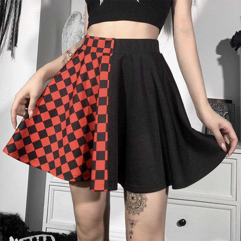 Plaid Contrast Stitching Skirt ER5714