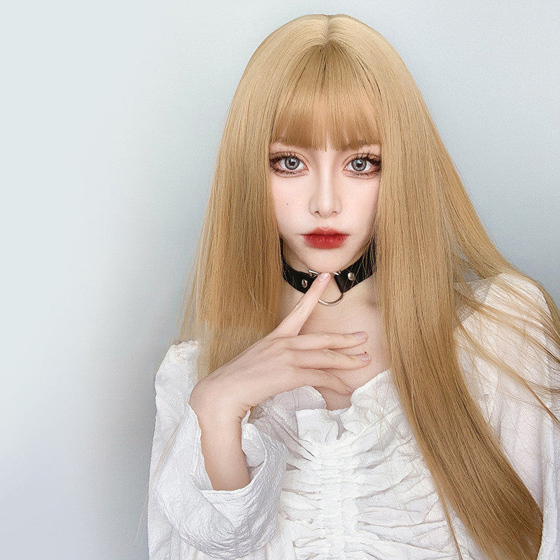 Natural Bangs Blonde Long Straight Wig ER5796