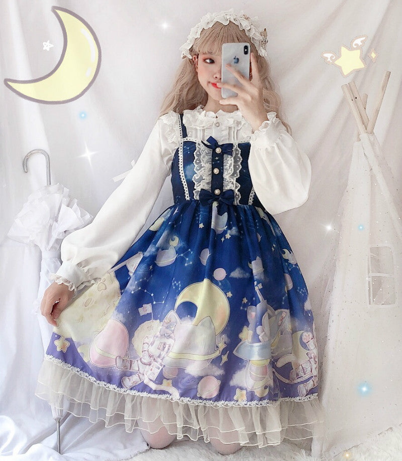 Universe Observer Gradient Sling Jsk Dress + Lolita Long Sleeves