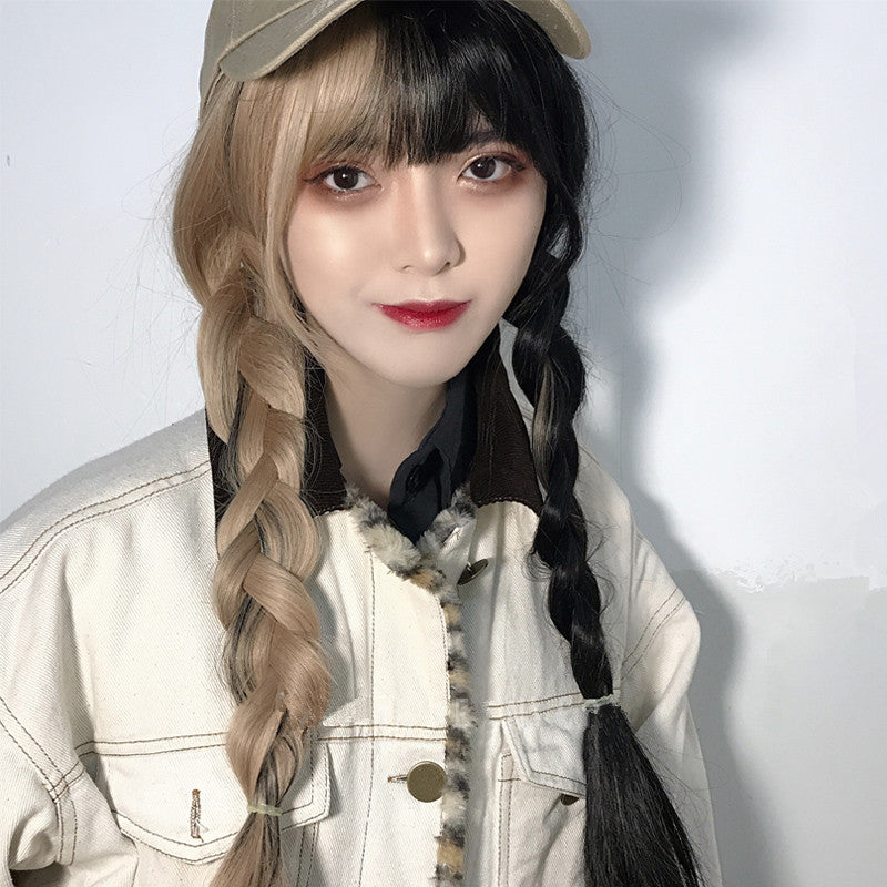 [@bvby.ghoul] HALF BLACK HALF YELLOW LONG WIG K070505REVIEW