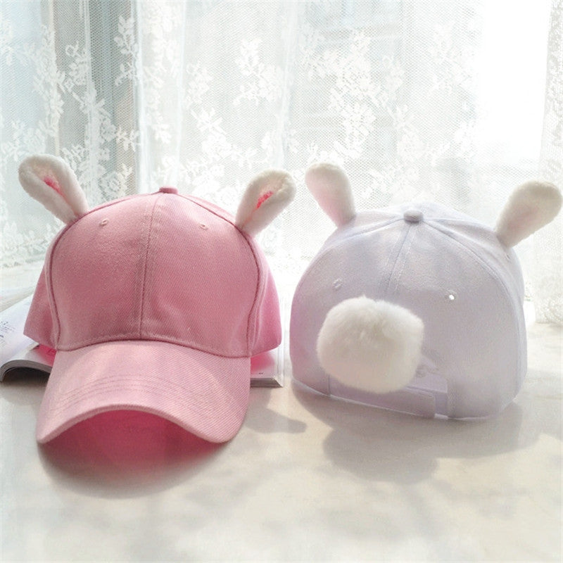 WHITE/PINK BUNNY EAR CAP UB3191