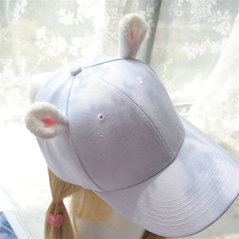 WHITE/PINK BUNNY EAR CAP UB3191