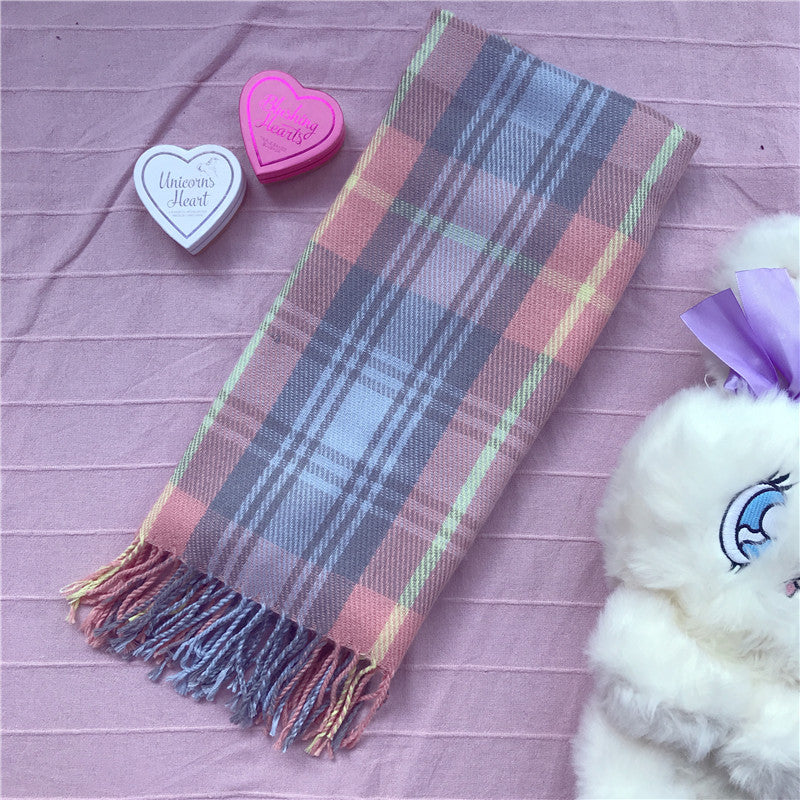 "ULZZANG SWEET PLAID TASSEL" SCARF K111817