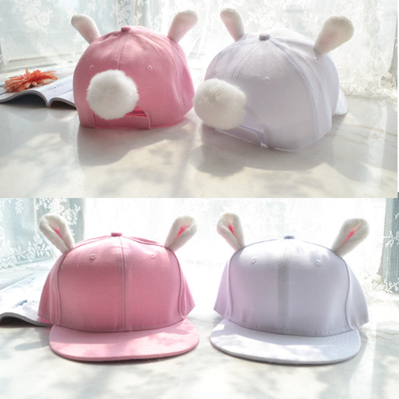 WHITE/PINK BUNNY EAR CAP UB3191