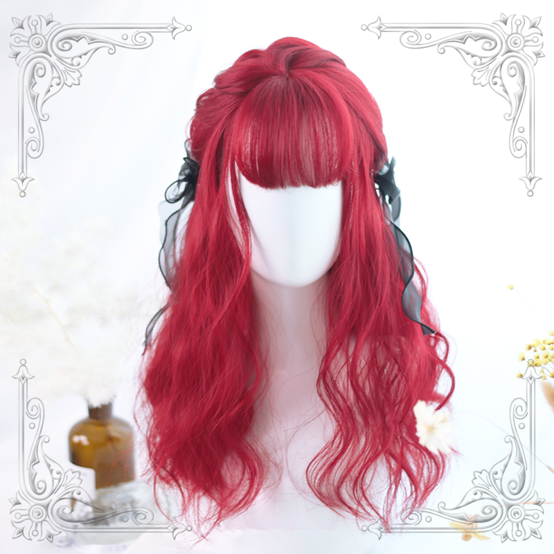 [@pajerok] "ROSE RED AIR BANGS LONG" WIG Y020805REVIEW