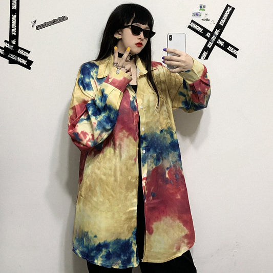 VINTAGE CHIC TIE-DYE LONG-SLEEVED SHIRT UB2706