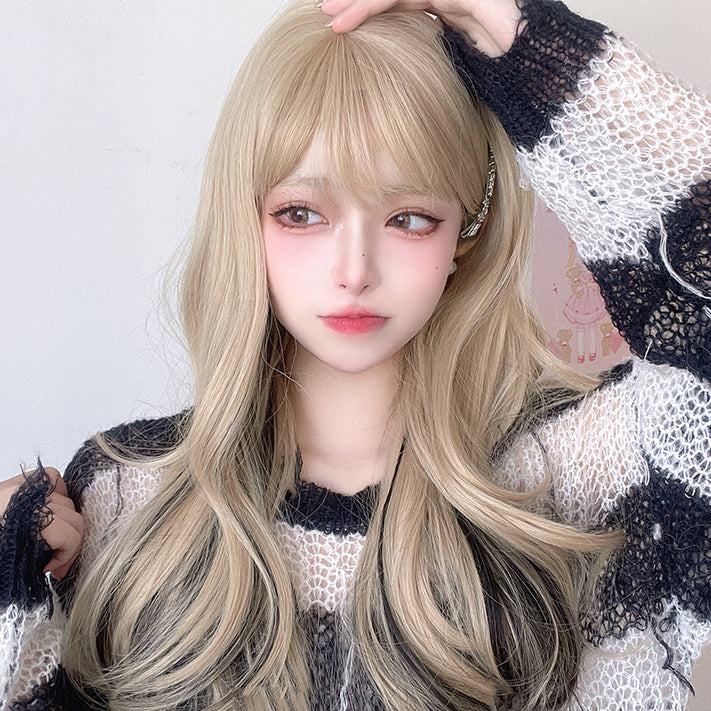 Blonde Wavy Hair With Doll Pigtails + White Bows's Code & Price - RblxTrade