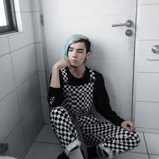 [@azkkv] "CHECKERS" SUSPENDER TROUSERS OVERALLS K030603REVIEW