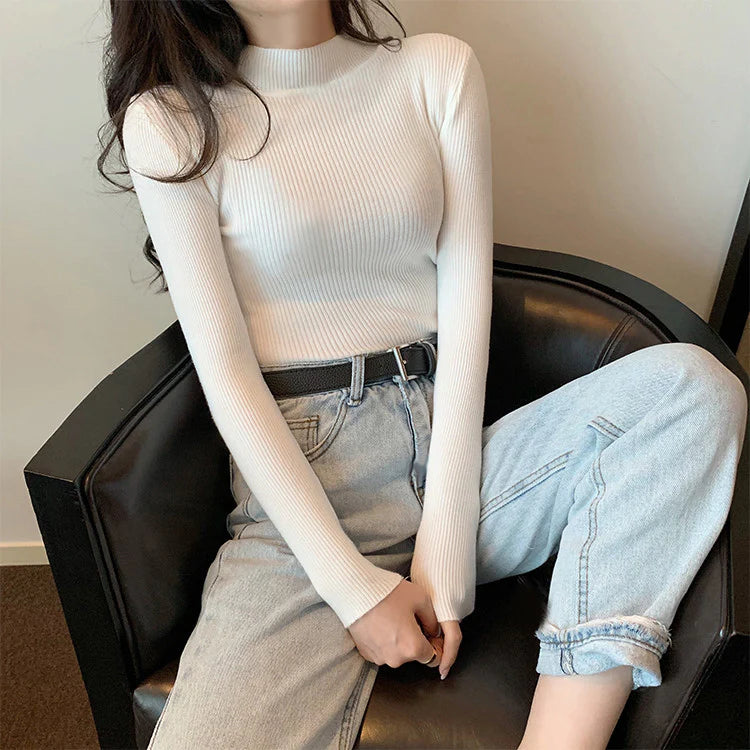 SOLID COLOR KNITTED SWEATER   UB96058