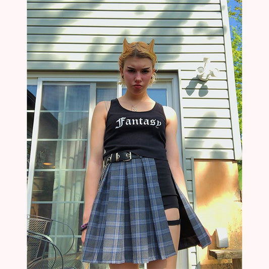 "GOTHIC RETRO PLAID" PLEATED SKIRT 3 PIECES K022001