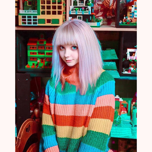 [@id0lls] "RAINBOW" KNIT SWEATER TOP W010424