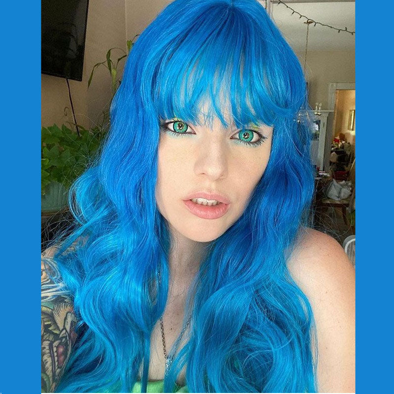 "BLUE GRADIENT LONG CURLY" WIG D071407