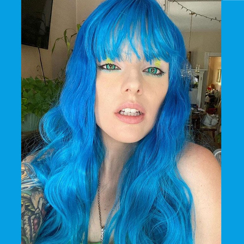 "BLUE GRADIENT LONG CURLY" WIG D071407