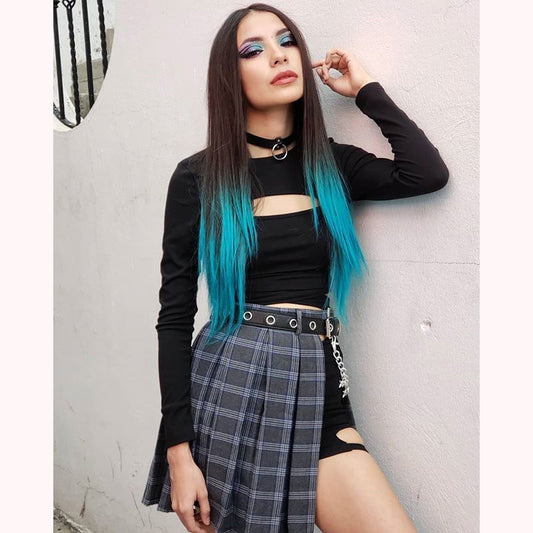 "GOTHIC RETRO PLAID" PLEATED SKIRT 3 PIECES K022001