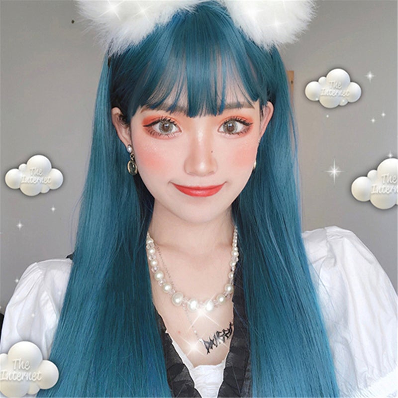 Cute Blue Long And Short Straight Wig UB6135