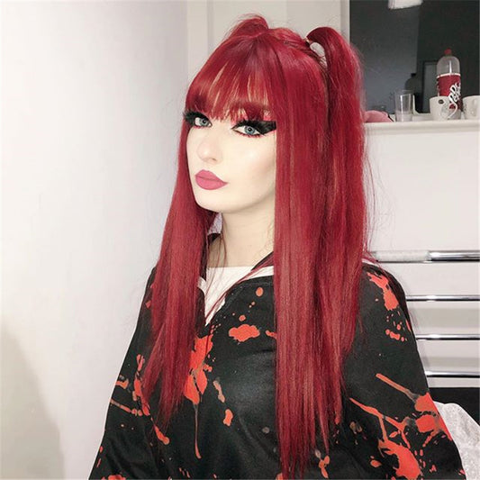 [@pajerok] "ROSE RED AIR BANGS LONG" WIG Y020805REVIEW