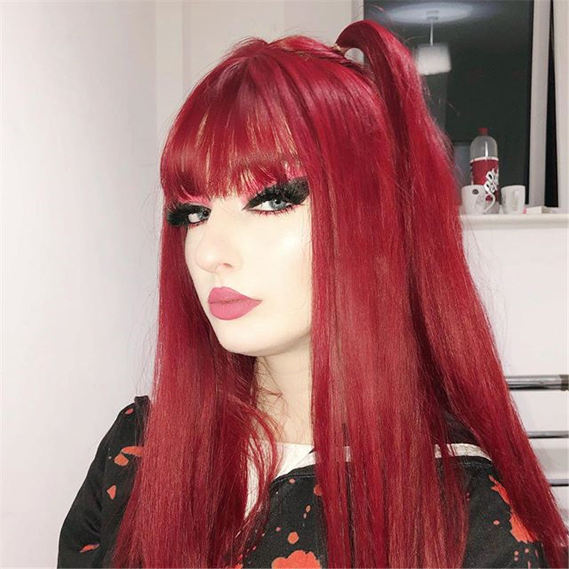 [@pajerok] "ROSE RED AIR BANGS LONG" WIG Y020805REVIEW