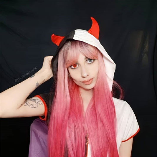 [  @paulanekodesu ]  " GRADIENT PINK LONG STRAIGHT HAIR "WIG H082105