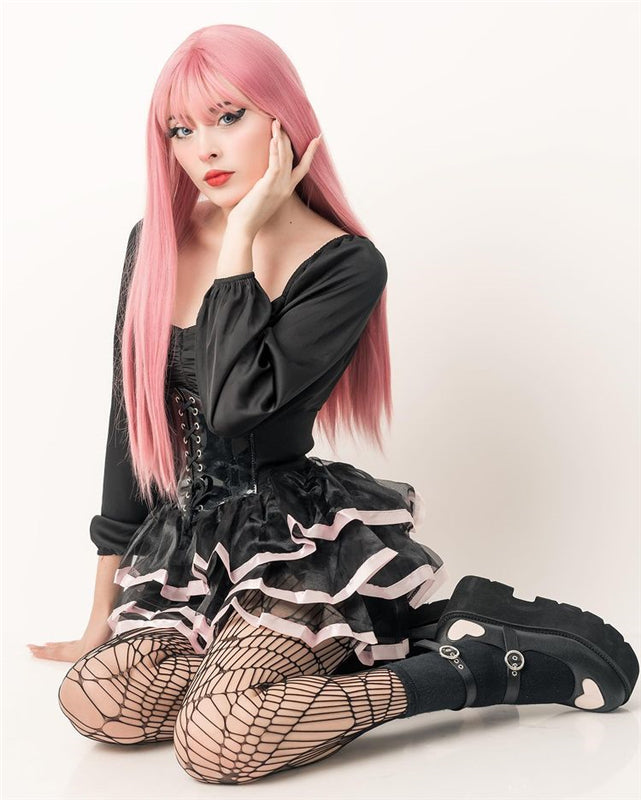 PINK BLACK SEXY LACE BUNNY OUTFIT UB2774