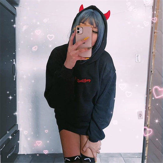 "DEVIL" BLACK HOODIE K080104