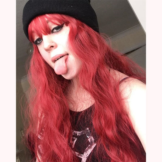 [@aphillyxx ] "CHERRY RED LOLITA LONG CURLY" WIG D052008REVIEW