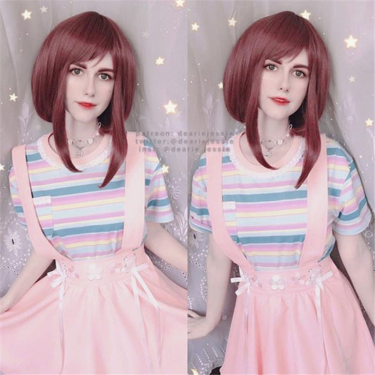 [@dearie.jessie] "PASTEL STRIPE LACE" SHORT SLEEVE SHIRT K081810