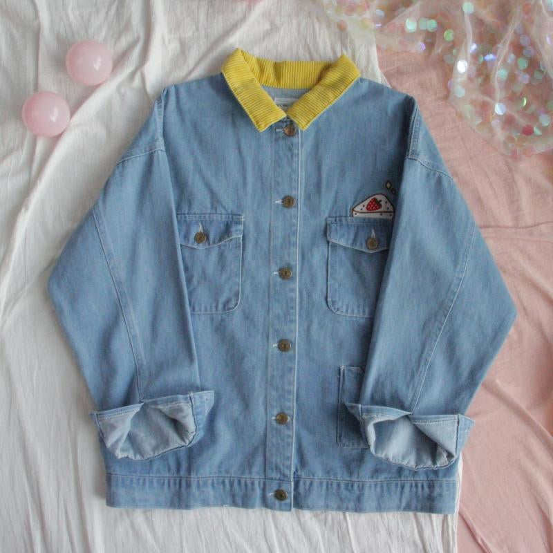 “HARAJUKU EMBROIDERY STITCHING” DENIM JACKET W110707