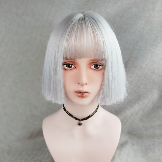 "WHITE FLUFFY AIR BANGS" WIG S040105