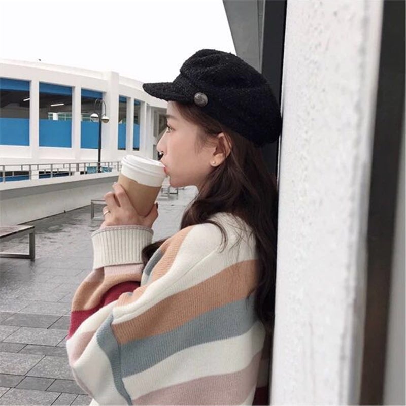 [@michaela.lee1] “LAZY” STRIPE KNITTED SWEATERS W102515