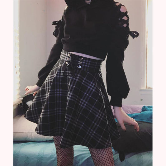 "DARK CUTE EAR" HOODIE / PLAID SKIRT K111901REVIEW