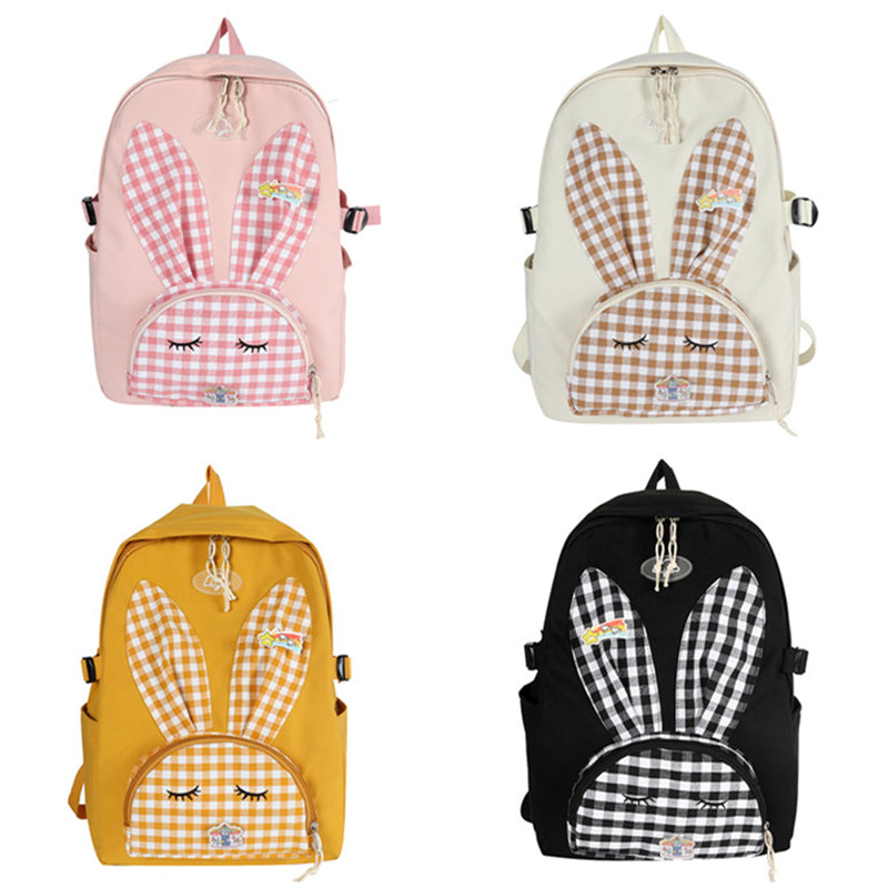 HARAJUKU PLAID BUNNY PATTERN BACKPACK UB2611