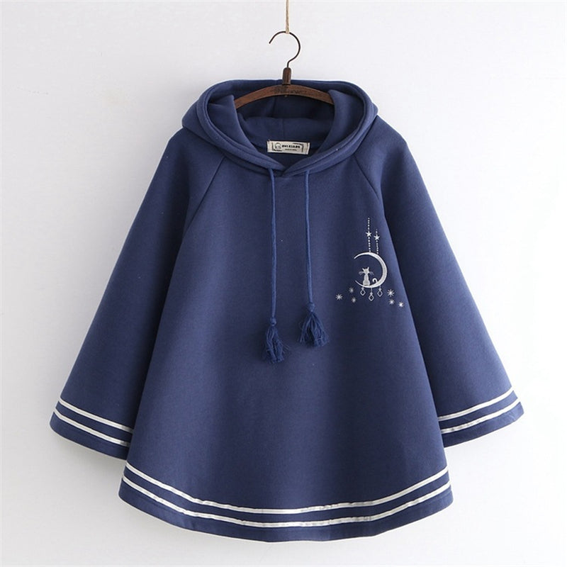 "MOON CAT EMBROIDERED" SWEATSHIRT N123007