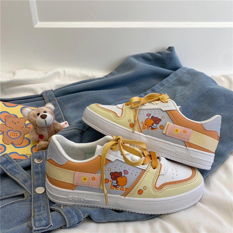 YELLOW ORANGE BEAR PRINT SHOES UB2503