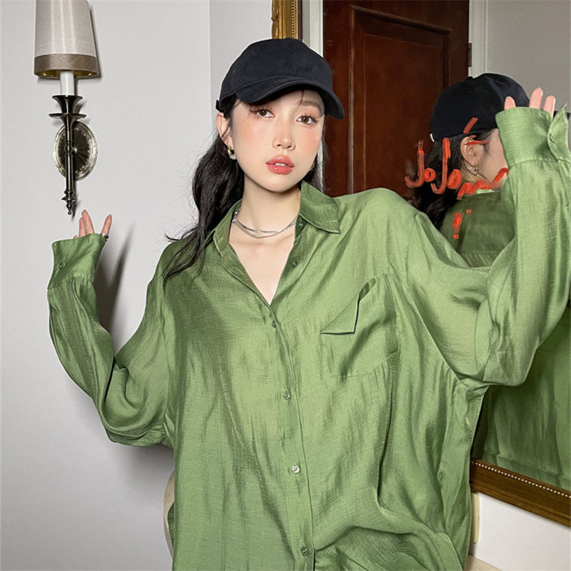 PURE GREEN SPLIT LONG SLEEVE SHIRT UB2832