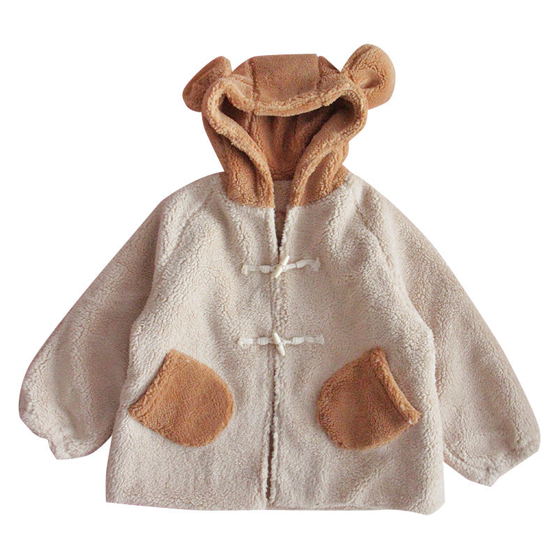 CUTE BEAR EARS FURRY HORN BUTTON COAT UB2801