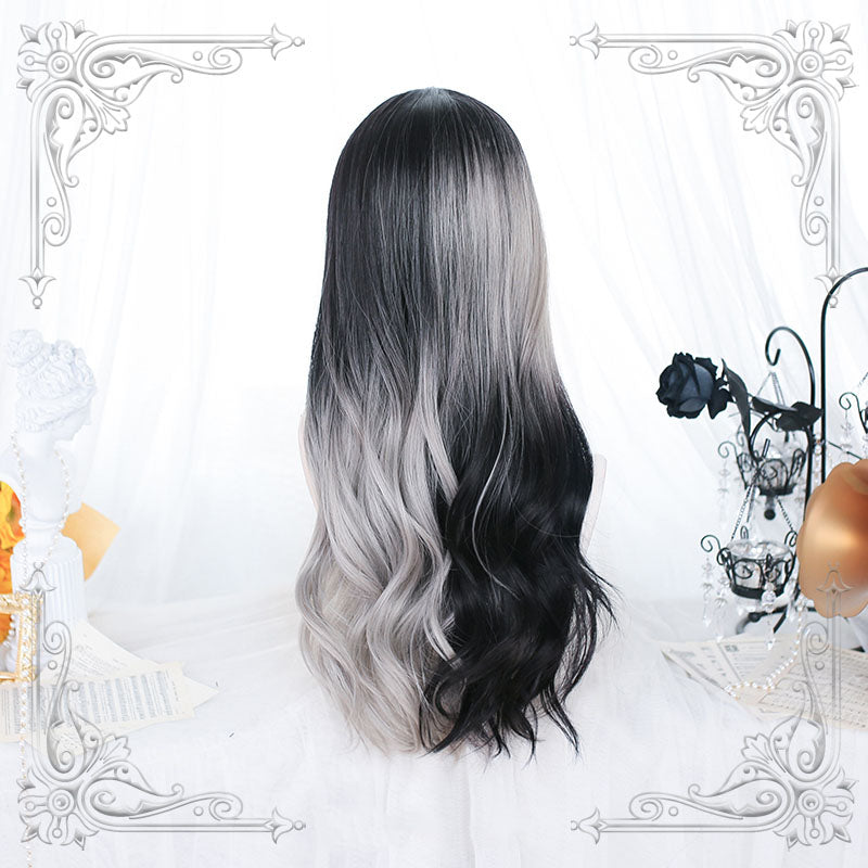 "BLACK GRAY GRADIENT LONG CURLY" WIG N052701