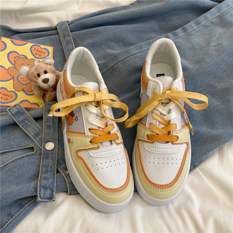 YELLOW ORANGE BEAR PRINT SHOES UB2503