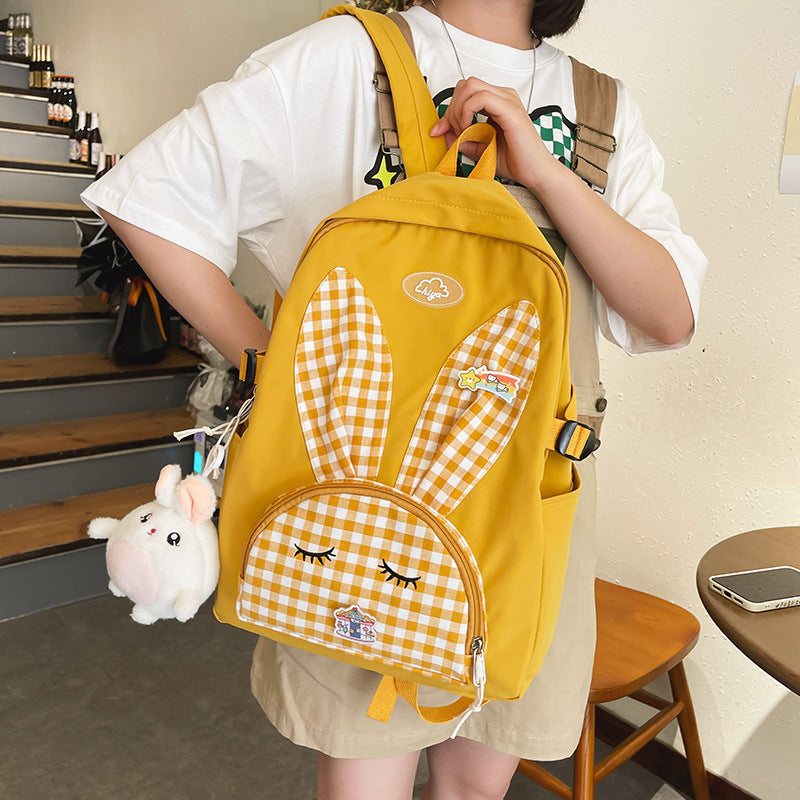 HARAJUKU PLAID BUNNY PATTERN BACKPACK UB2611