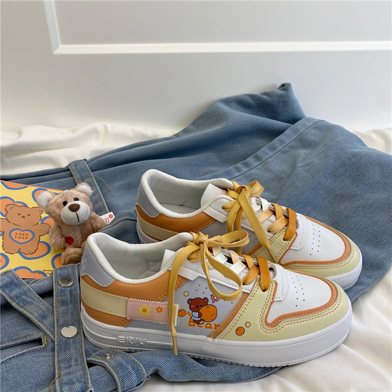 YELLOW ORANGE BEAR PRINT SHOES UB2503