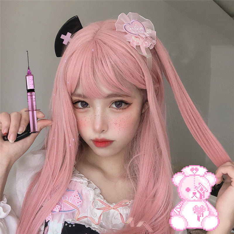 [@jm_yoon93] "LOLITA PEACH PINK LONG STRAIGHT" WIG N022012