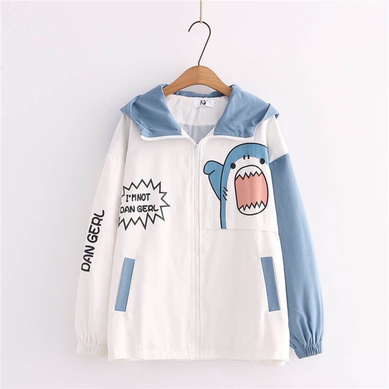 SHARK PRINT HOODED JACKET UB2797