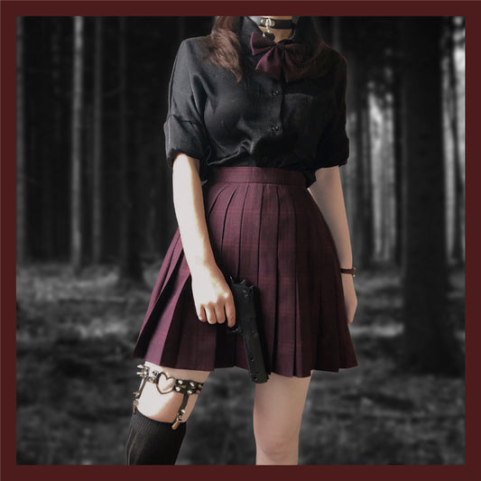 "JK WINE RED PLAID" SKIRT N082708