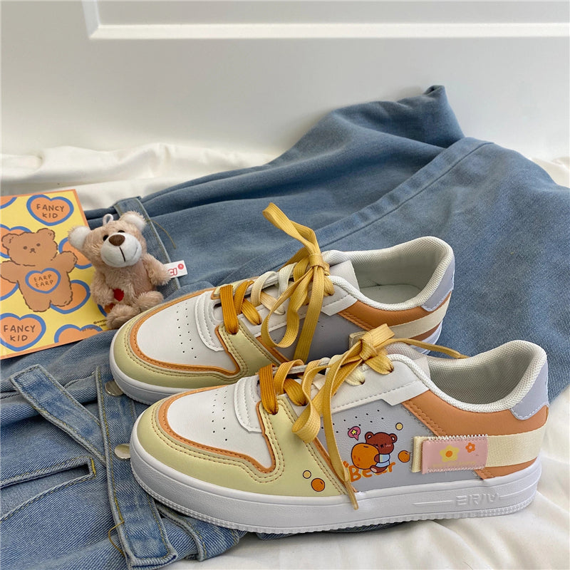 YELLOW ORANGE BEAR PRINT SHOES UB2503