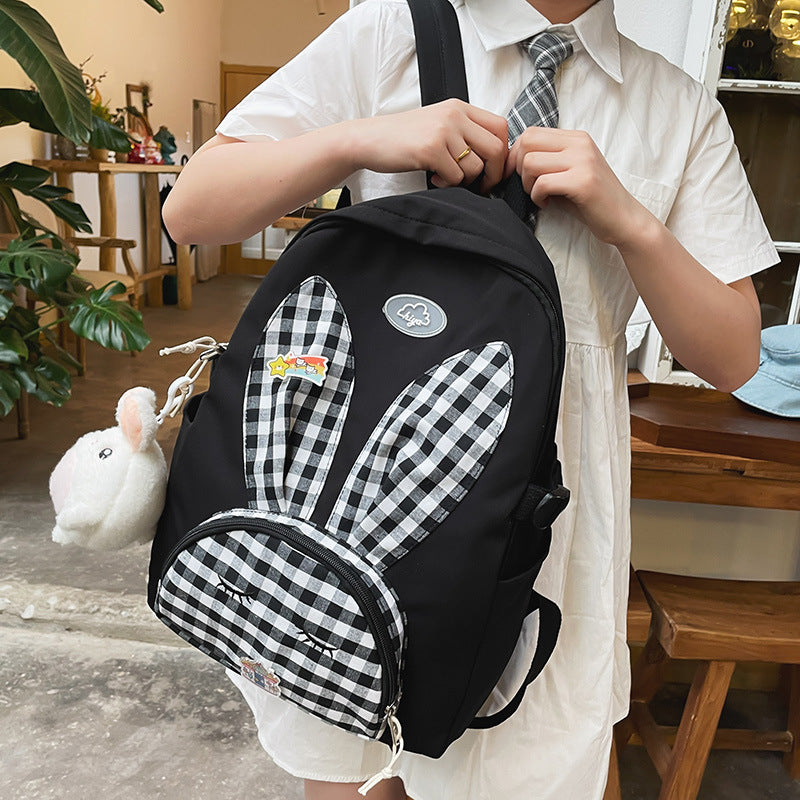 HARAJUKU PLAID BUNNY PATTERN BACKPACK UB2611