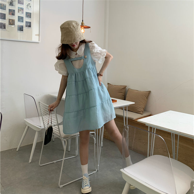 "DOLL COLLAR" SHIRT/STRAP DRESS N081505