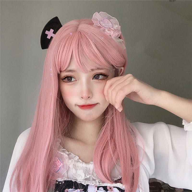 [@jm_yoon93] "LOLITA PEACH PINK LONG STRAIGHT" WIG N022012