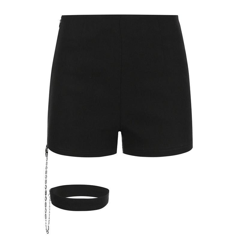 BLACK CHAIN LEG LOOP SHORTS UB2591