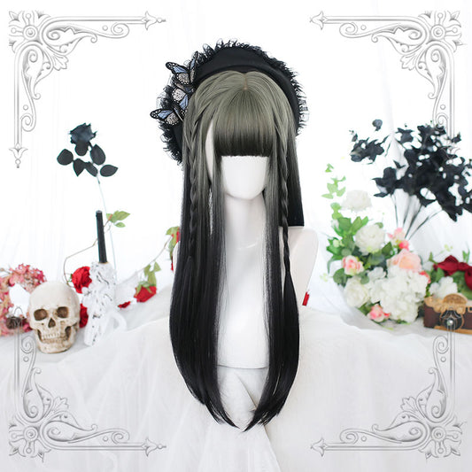 "LOLITA SMOKY GRAY BLACK GRADIENT LONG STRAIGHT" WIG N032006