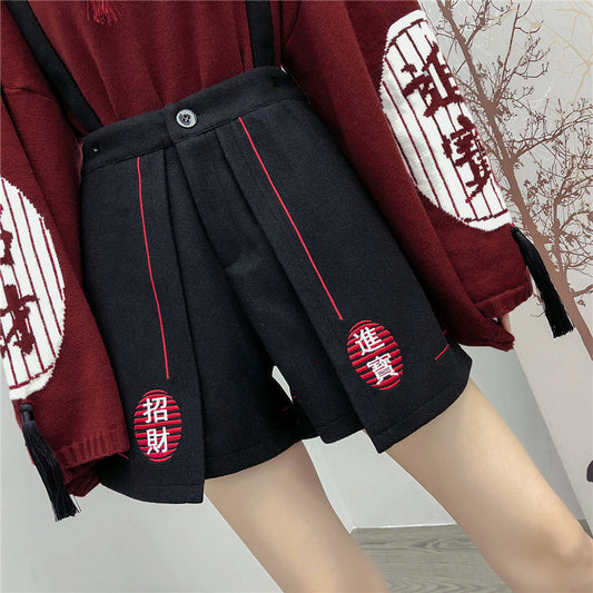 "CHINESE EMBROIDERED" STRAP SHORTS N110606