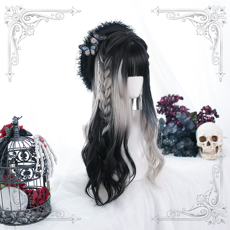 "BLACK GRAY GRADIENT LONG CURLY" WIG N052701